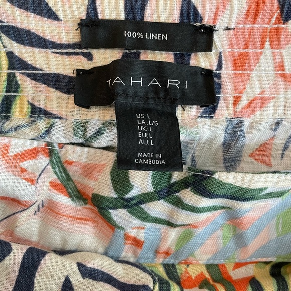 100% Linen Tropical Tahari Wide Leg Summer Pants Size L - Picture 4 of 6